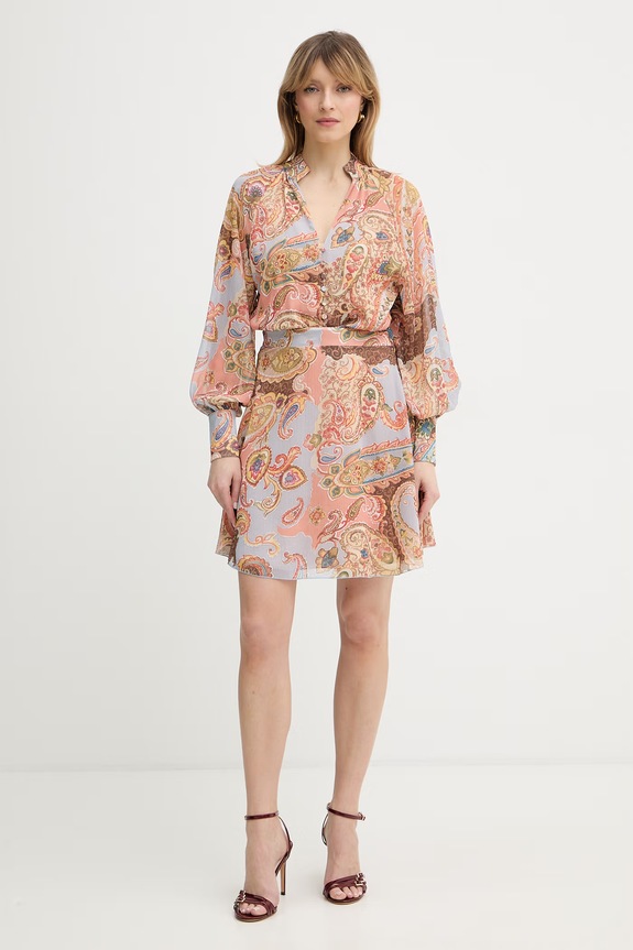 Guess sukienka PAISLEY W6PK0Z.WP691 pomarańczowy SS26