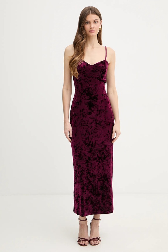 Guess bársony ruha vállas burgundia W6PK1L.KJ170