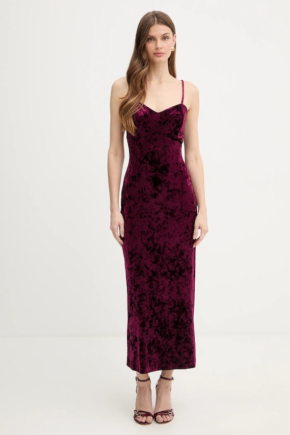 Guess bársony ruha vállas burgundia W6PK1L.KJ170
