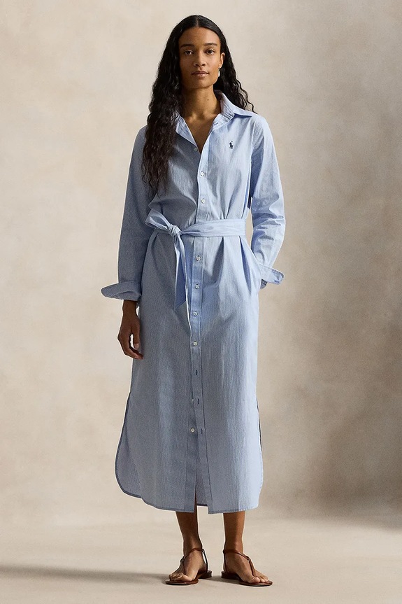 Polo Ralph Lauren rochie din bumbac fixat albastru 211A96362