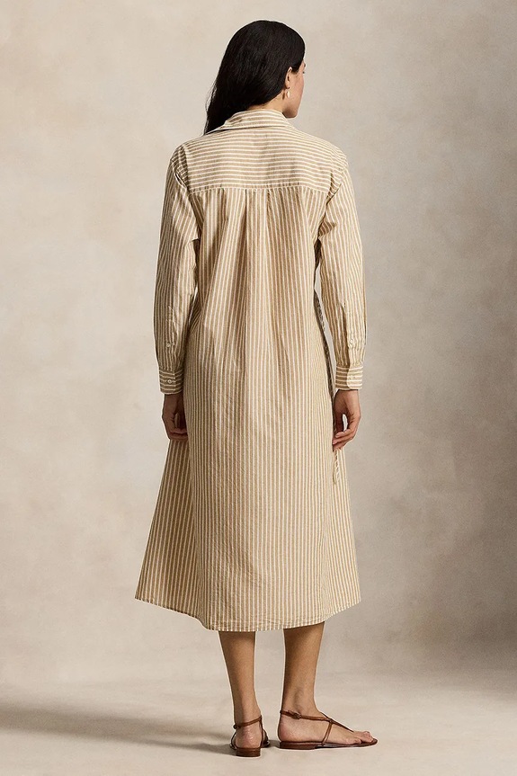 Polo Ralph Lauren rochie din amestec de in 211A96364 maro SS26
