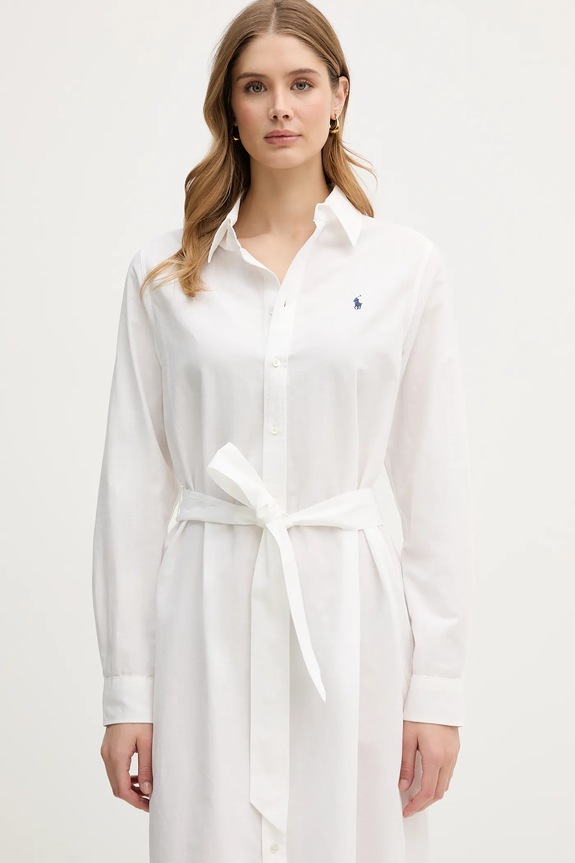 Polo Ralph Lauren sukienka z dodatkiem lnu beżowy 211B18781