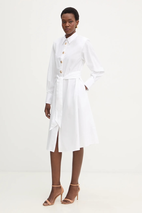 Βαμβακερό φόρεμα Karl Lagerfeld B1W13026 λευκό SS26