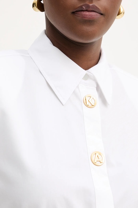 Βαμβακερό φόρεμα Karl Lagerfeld B1W13026 λευκό