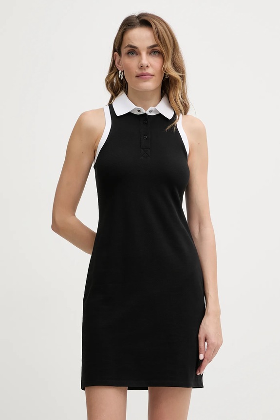 Βαμβακερό φόρεμα Karl Lagerfeld IKON casual μαύρο B1W13032