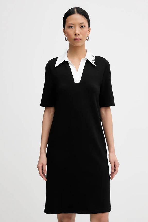 Φόρεμα Karl Lagerfeld SIGNATURE με ελαστάν μαύρο B1W13029