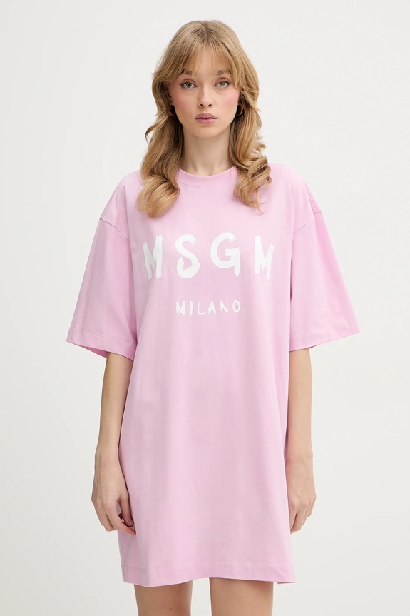 MSGM rochie din bumbac mini roz 4041MDA510.267002