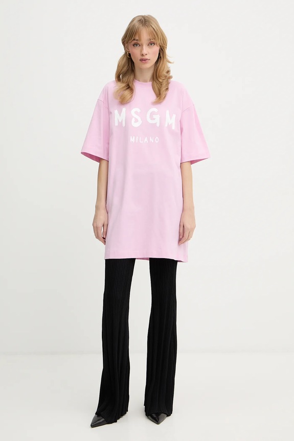 MSGM rochie din bumbac 4041MDA510.267002 roz SS26