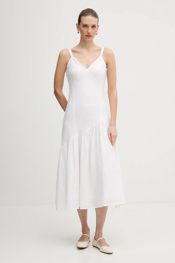 Ľanové šaty Dkny ľan biela P5JNCD88