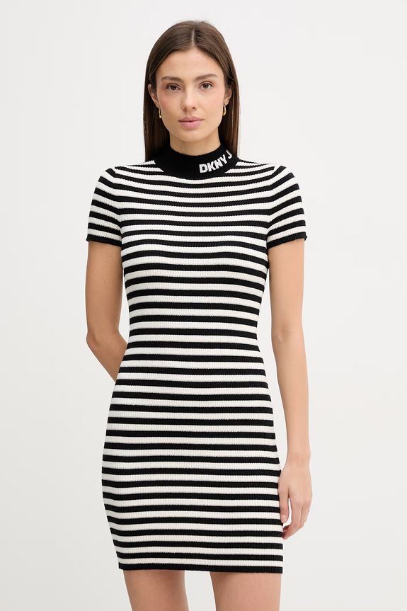 Šaty Dkny pásiky čierna DJ6R0998