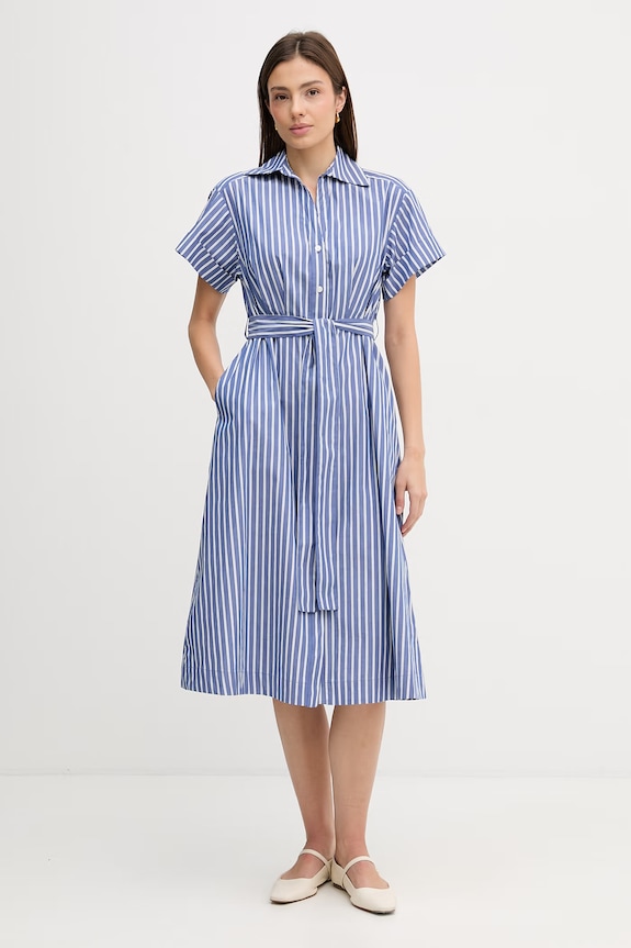 DKNY sukienka letnia bawełniana DD5A1P12 niebieski SS26