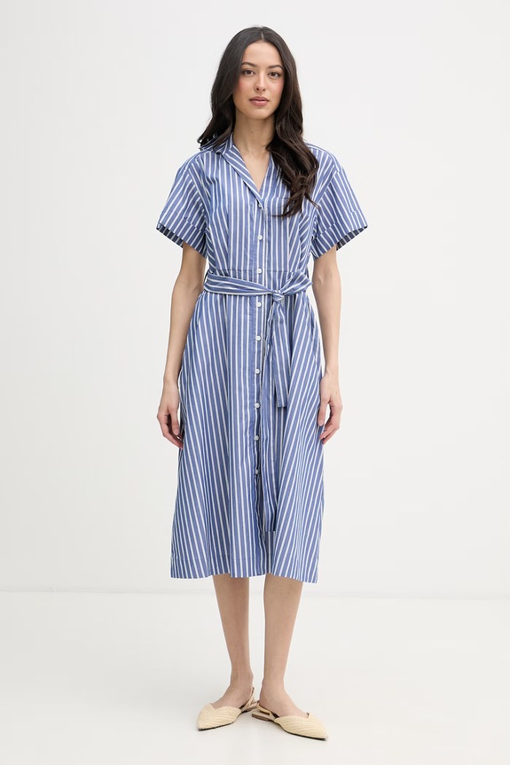 DKNY rochie de vară din bumbac albastru DD5A1P12
