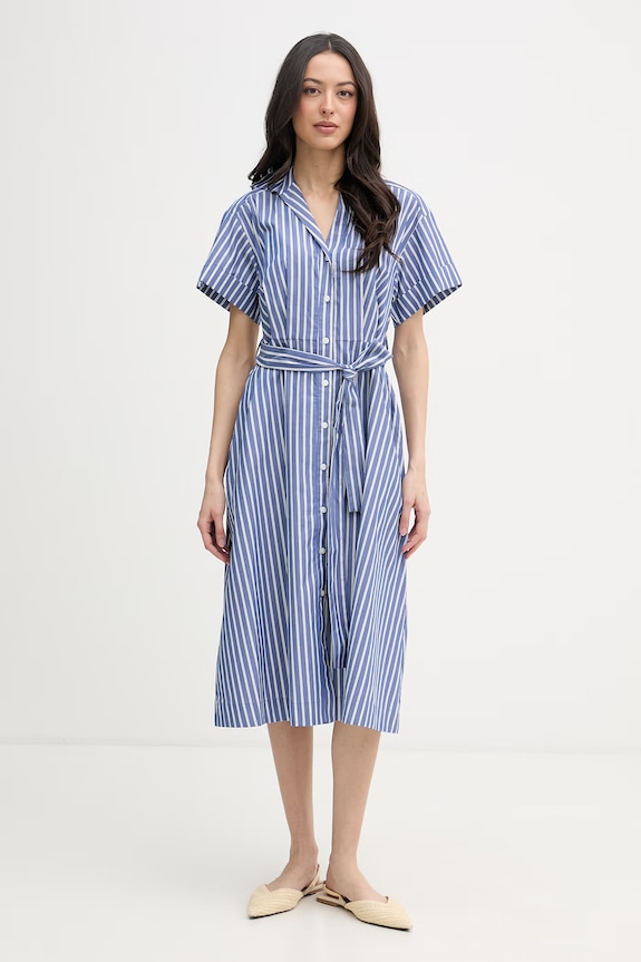 DKNY rochie de vară din bumbac albastru DD5A1P12