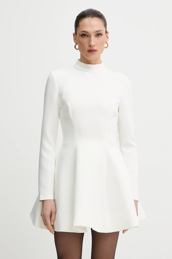 Obleka Bardot Z elastanom bež 60238DB