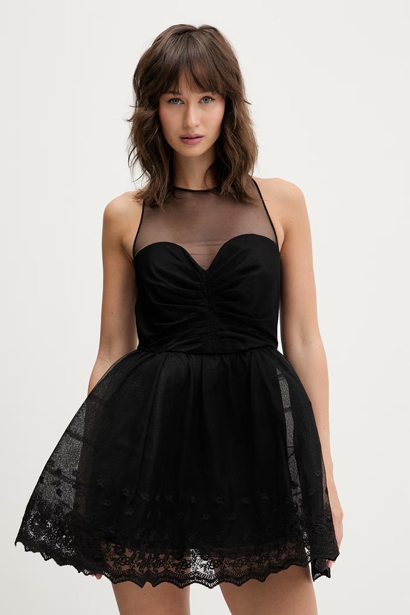 Bardot sukienka rozkloszowana czarny 60223DB