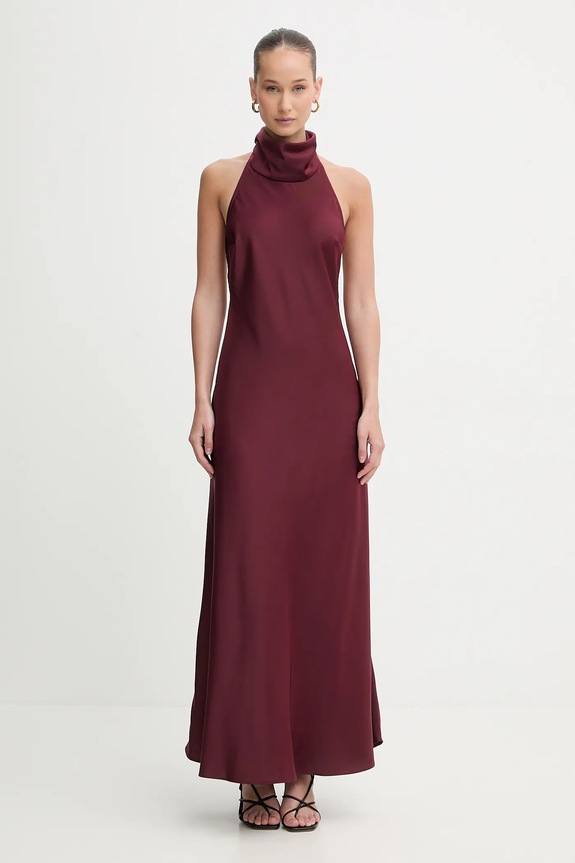 Šaty Bardot s elastanom burgundské 60247DB
