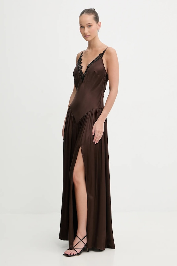Viskózové šaty Bardot 60248DB hnedá SS26