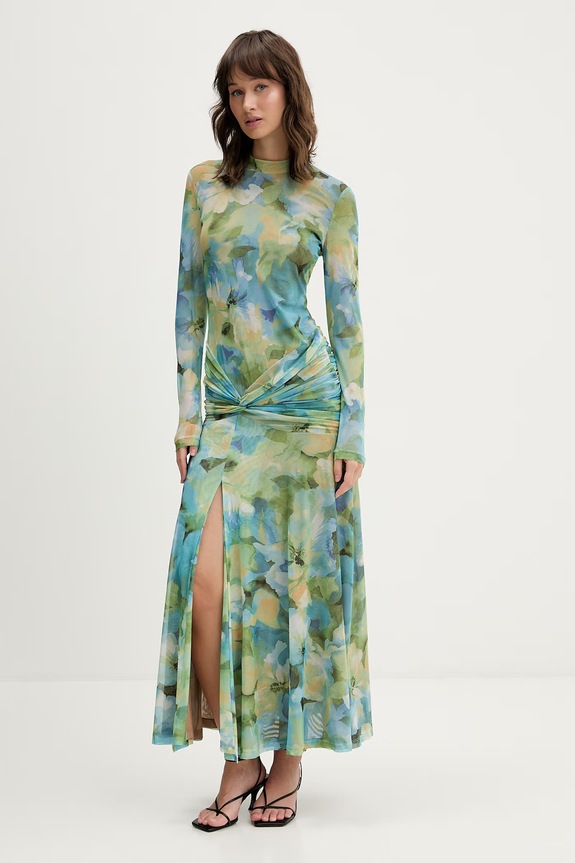 Bardot rochie maxi verde 60243DB1