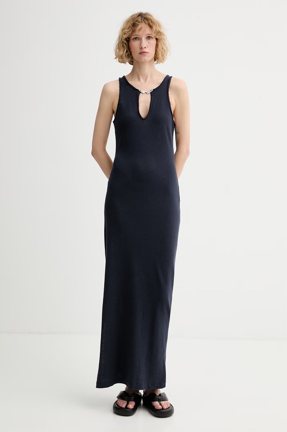 Zadig&Voltaire šaty s prímesou ľanu čierna JWDR01126