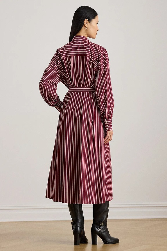 Bavlnené šaty Lauren Ralph Lauren 200P03516 burgundské SS26