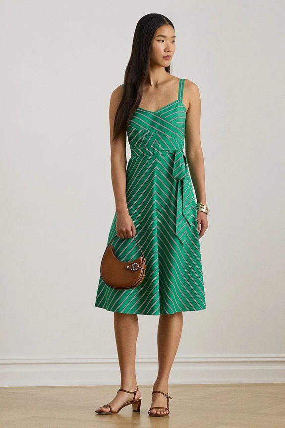 Pamučna haljina Lauren Ralph Lauren casual zelena 200P03708