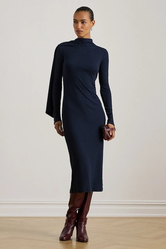 Šaty Lauren Ralph Lauren s elastanom tmavomodrá 200P03733