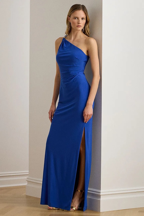 Lauren Ralph Lauren sukienka z elastanem niebieski 253980922