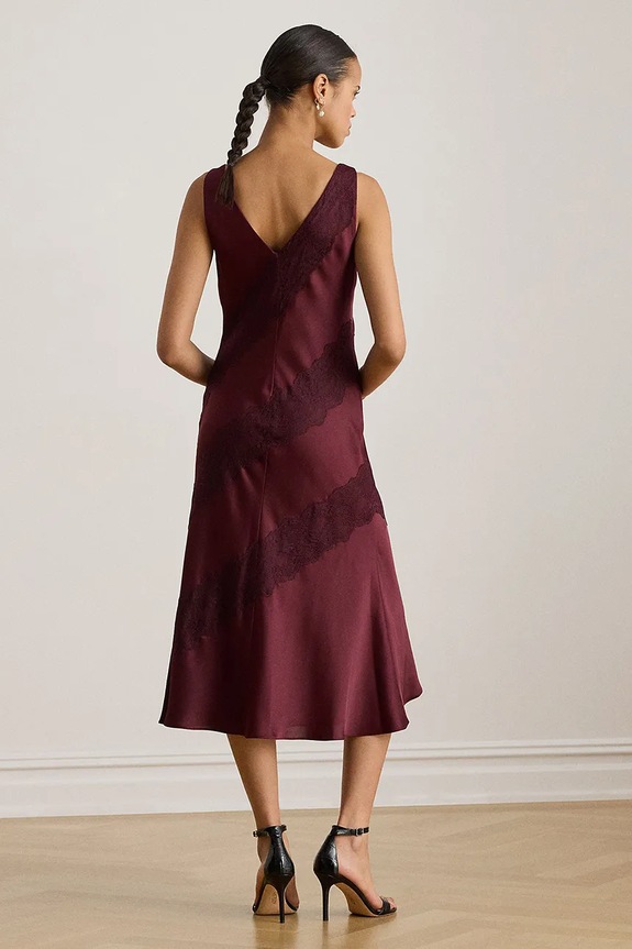 Lauren Ralph Lauren sukienka 253P03568 bordowy SS26