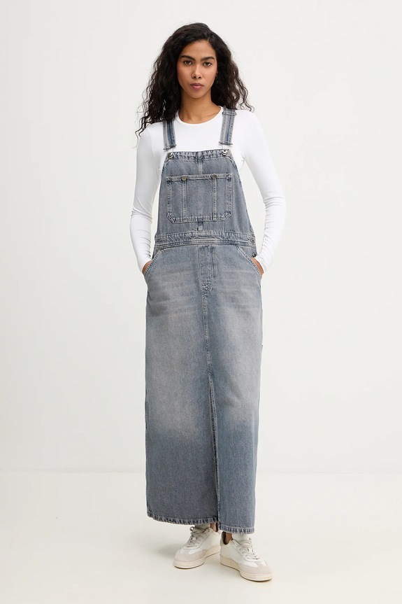 G-Star sukienka jeansowa Carpenter Dungaree bawełna niebieski D27931.D943