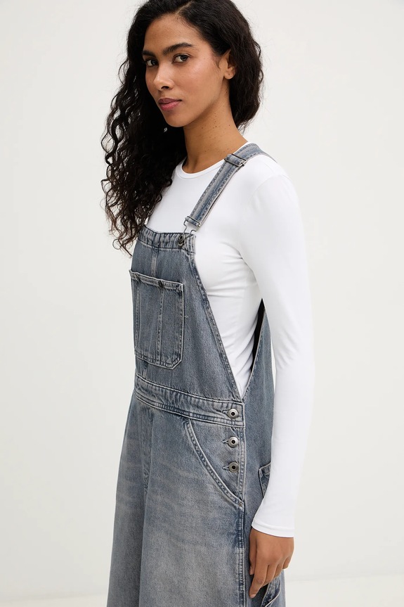 G-Star sukienka jeansowa Carpenter Dungaree niebieski D27931.D943