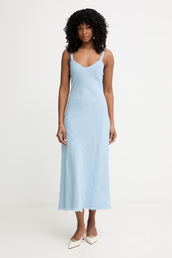 Pinko φόρεμα με λινό μπλε 106586.A34G