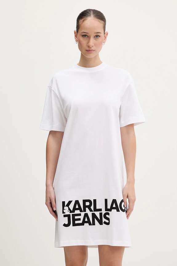 Karl Lagerfeld Jeans φόρεμα βαμβακερό βαμβάκι λευκό B1W13054