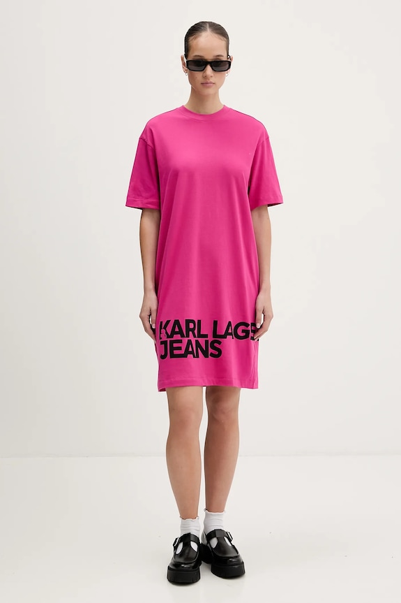 Karl Lagerfeld Jeans φόρεμα βαμβάκι B1W13054 ροζ SS26