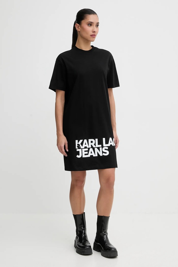 Karl Lagerfeld Jeans φόρεμα βαμβάκι βαμβάκι μαύρο B1W13054
