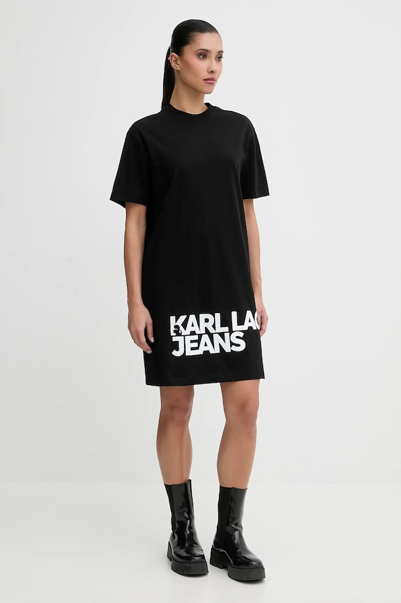 Karl Lagerfeld Jeans φόρεμα βαμβάκι βαμβάκι μαύρο B1W13054