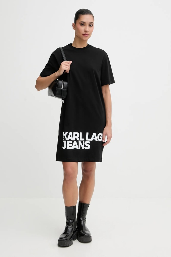 Karl Lagerfeld Jeans φόρεμα βαμβάκι B1W13054 μαύρο SS26