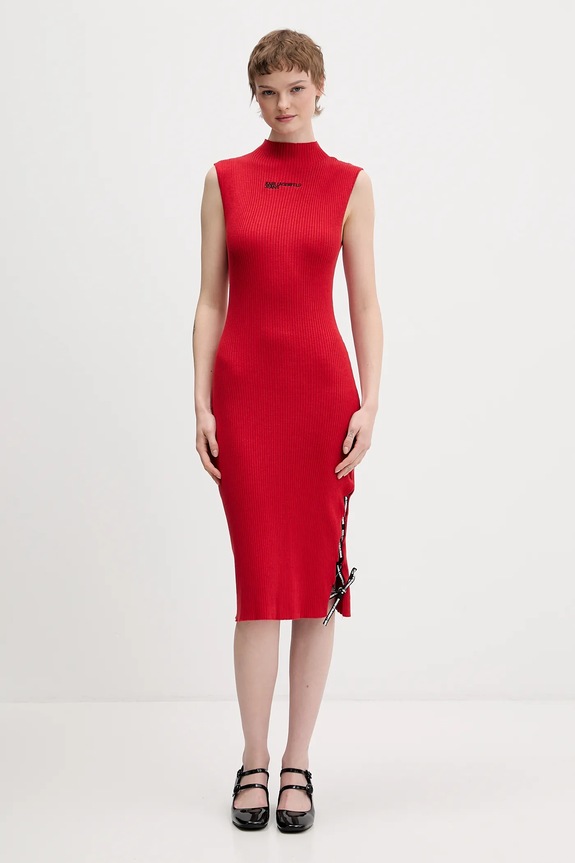 Φόρεμα Karl Lagerfeld Jeans απλικέ κόκκινο B1W13041