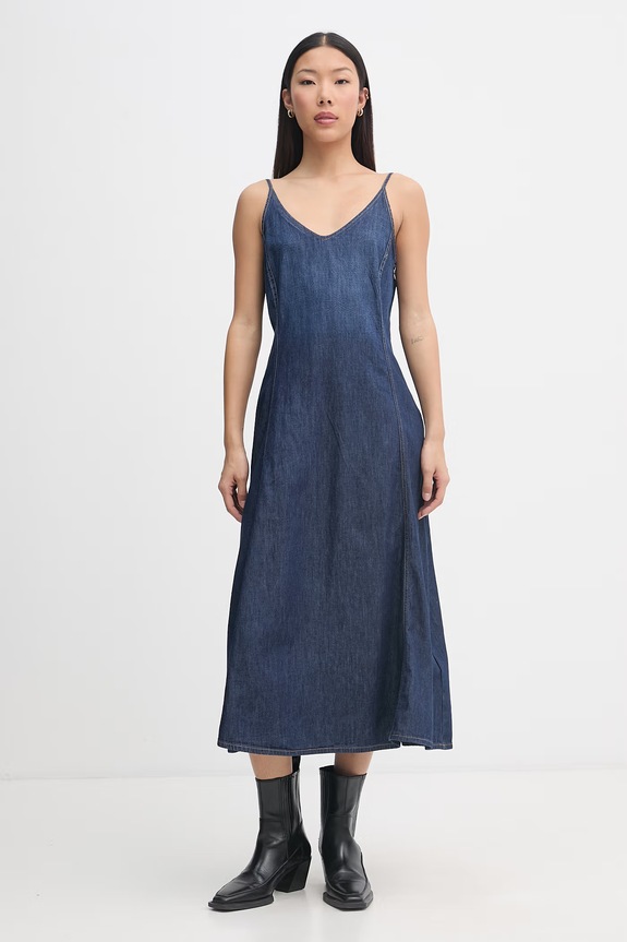 Diesel sukienka bawełniana DE-BELD-D niebieski A21453.0DBDB