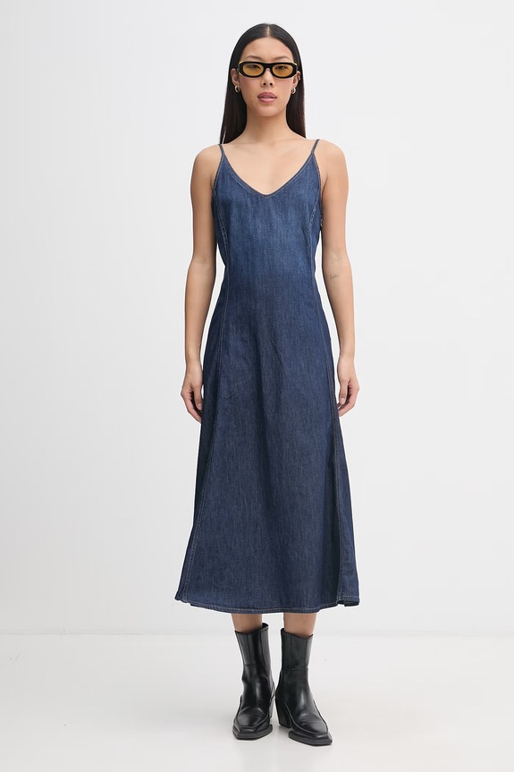 Odzież Diesel sukienka bawełniana DE-BELD-D A21453.0DBDB niebieski