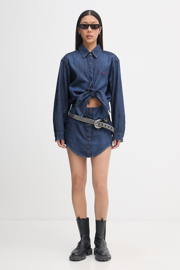 Diesel платье-рубашка из хлопка DE-SUSAN-D A21457.0DBDB тёмно-синий SS26
