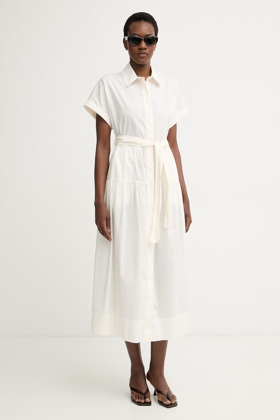 Pedro del Hierro rochie tip cămașă cu bumbac 3813567 bej SS26
