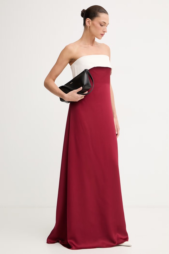 Pedro del Hierro sukienka rozkloszowana 3813562 bordowy SS26