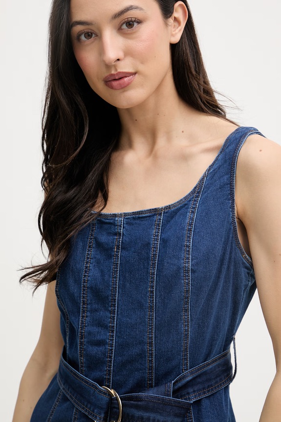 Joseph Ribkoff rochie evazată cu bumbac bleumarin 262901