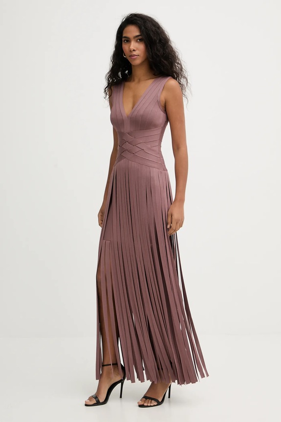 Herve Leger sukienka Harlow z elastanem brązowy FRI8549951