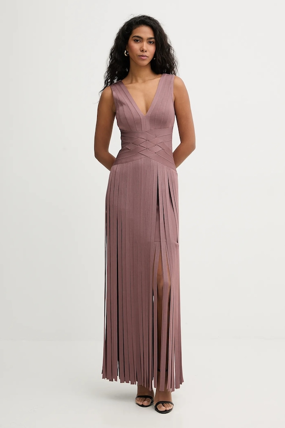 Herve Leger sukienka Harlow FRI8549951 brązowy SS26