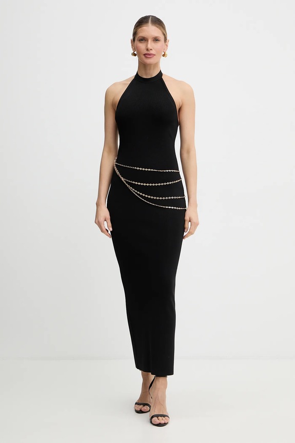 Šaty Herve Leger Sybil s elastanom čierna HLT8551197
