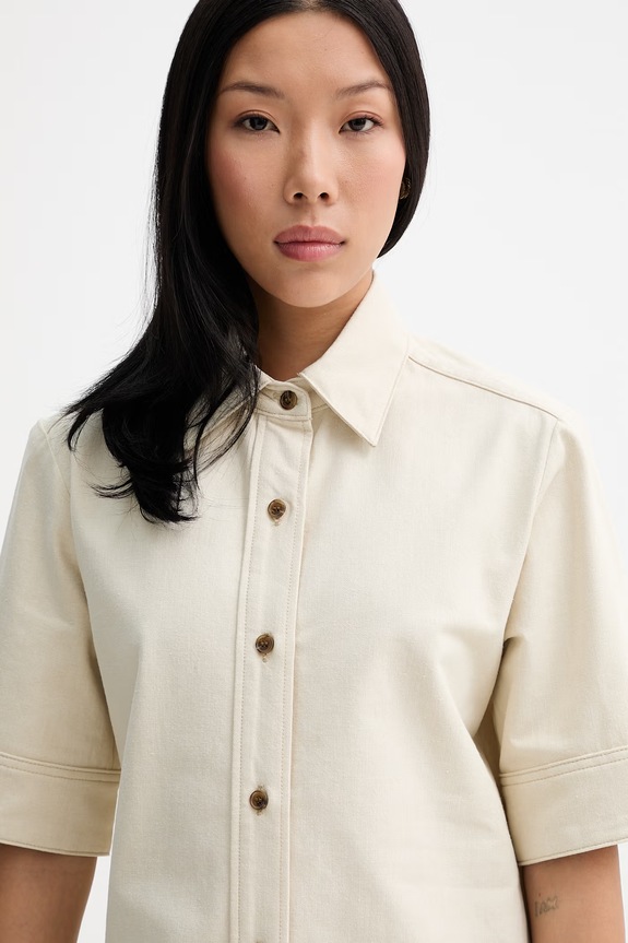 A.P.C. rochie cu bumbac ROBE POLY bej COHND.F35284