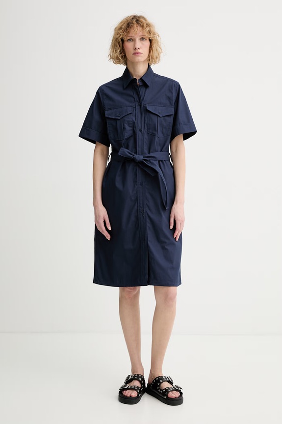 A.P.C. φόρεμα βαμβακερό ROBE EVY σκούρο μπλε COHNE.F35281