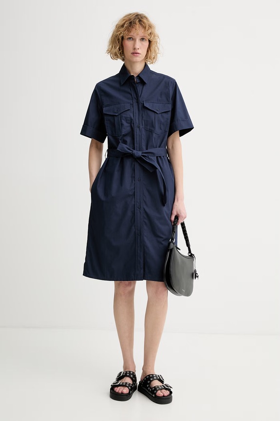 A.P.C. φόρεμα βαμβακερό ROBE EVY COHNE.F35281 σκούρο μπλε SS26
