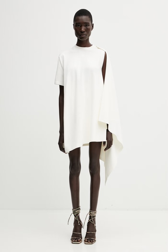 Coperni sukienka oversize z wiskozy Zero Waste Draped beżowy COPJS194F5093